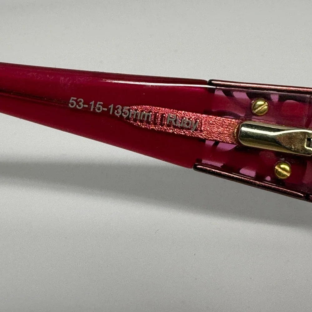Rosella Ruby Eyeglasses‎ Frames 53-15-135 Burgundy Floral Temple Detail 22294
